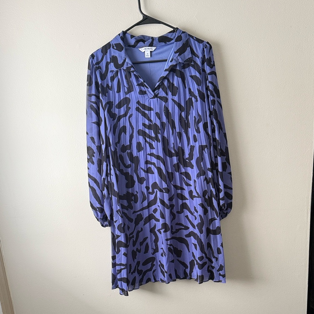Blue-Purple and Black abstract Patterned Women's Dress